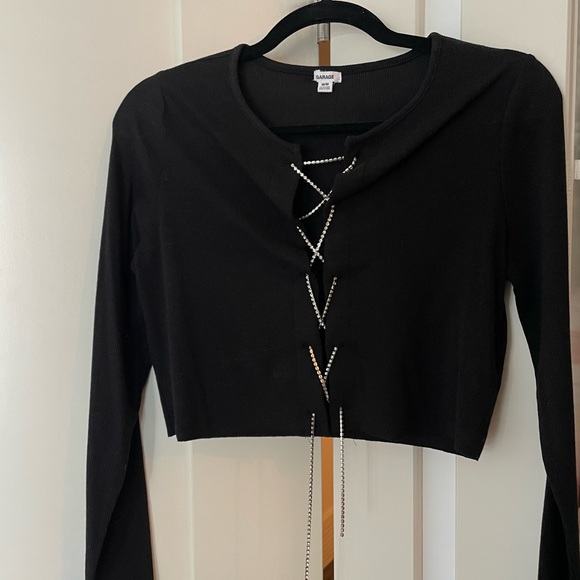 Garage Rhinestone Laced Crop Top đź’Ž - Picture 1 of 3